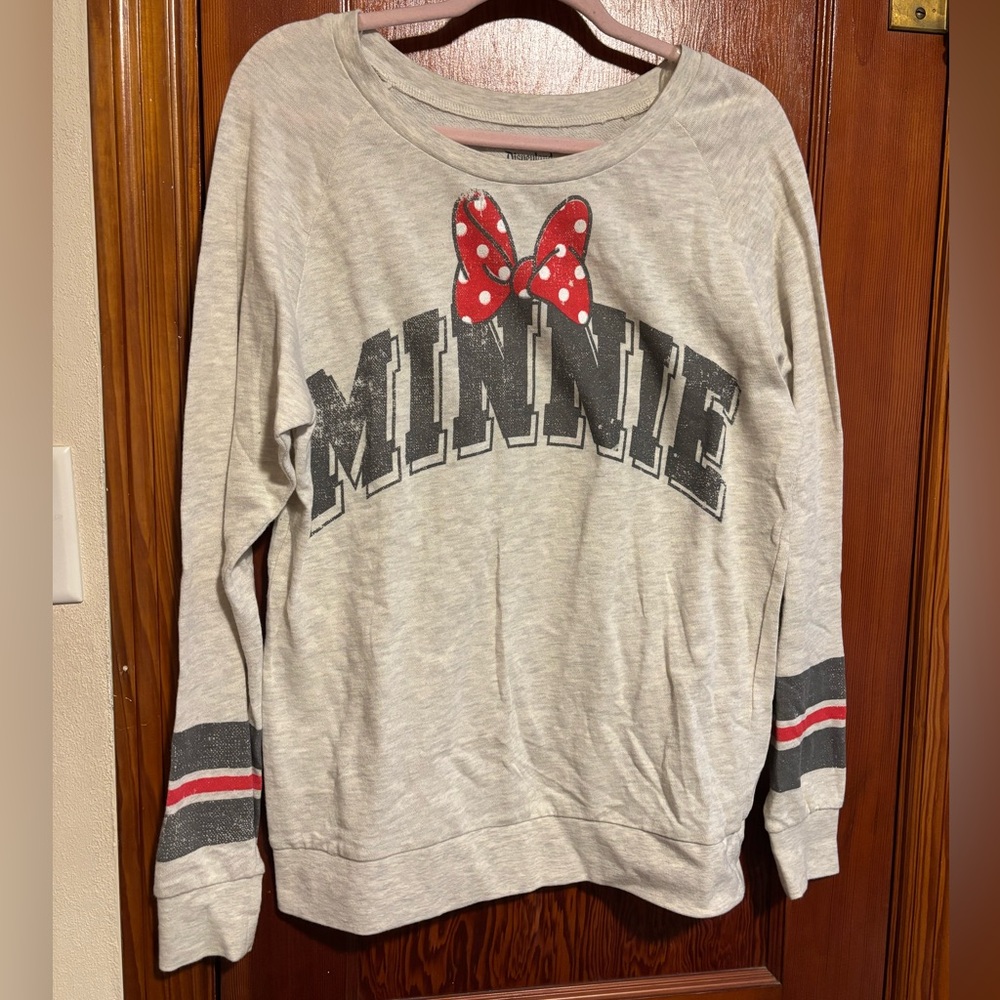 DISNEYLAND RESORT Grey Long Sleeve Minnie Bow Jersey Sweater